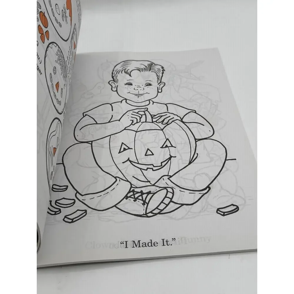 Golden Books Halloween Coloring Book Black Cat Pumpkin Fuzzy Velvet Cover